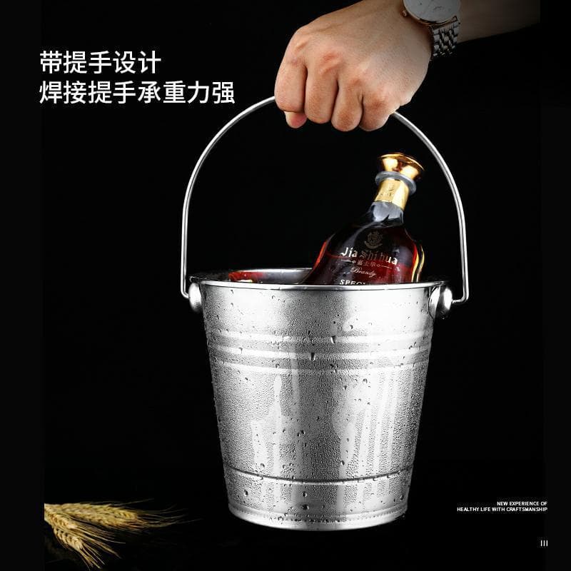 Factory Direct Stainless Steel Beer Bucket Ice Bucket Champagne Bucket Ice Cube Storage Water Bucket Thickened Ice Bucket Wine Bucket