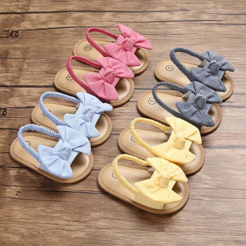 Summer Cute Fresh Bow Baby Sandals for Girls 0-1 Year Old, 0-6-12 Months Walking Shoes