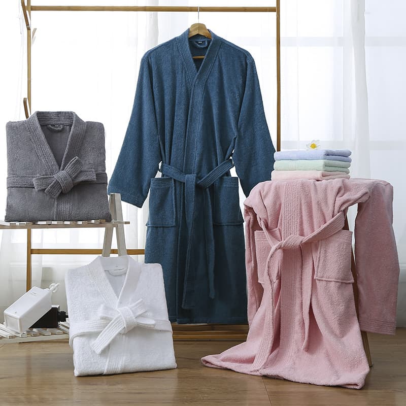 Hotel Pure Cotton Bathrobe, Spring and Autumn Towel Material Women's Pajamas, Full Cotton Long Soft Absorbent Quick-Dry Bathrobe with LOGO