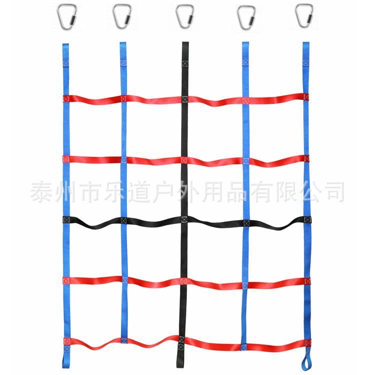 High-Strength Polyester Webbing Climbing Net, Outdoor Children's Physical Training Rainbow Webbing Net, Tri-color Climbing Net