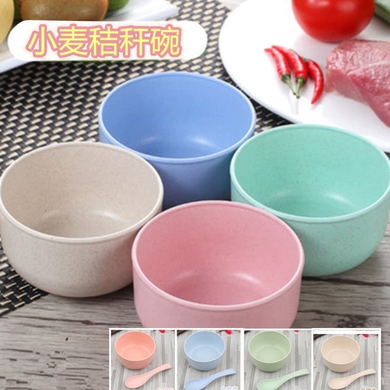 Wheat straw bowl creative dining set, meal/soup bowl, plastic home-use anti-fall/heat-resistant cross-border tableware.