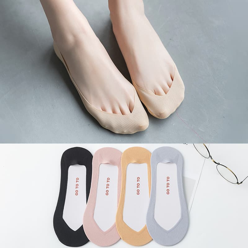 Ice Silk Socks Women's Cotton Bottom Seamless Summer Silicone Non-Slip Korean Cute Shallow Mouth Invisible Women's Boat Socks