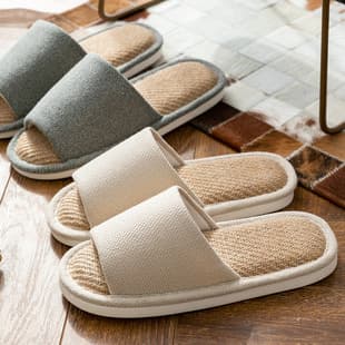 Cixi Simple Linen Slippers Four Seasons Indoor Men and Women Home Soft Sole Floor Linen Slippers Couple Wholesale