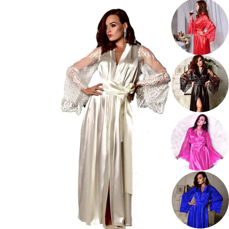 Ye Wu Mei Fei's new European and American foreign trade sexy underwear sexy imitation ice silk large size nightgown factory source one piece batch