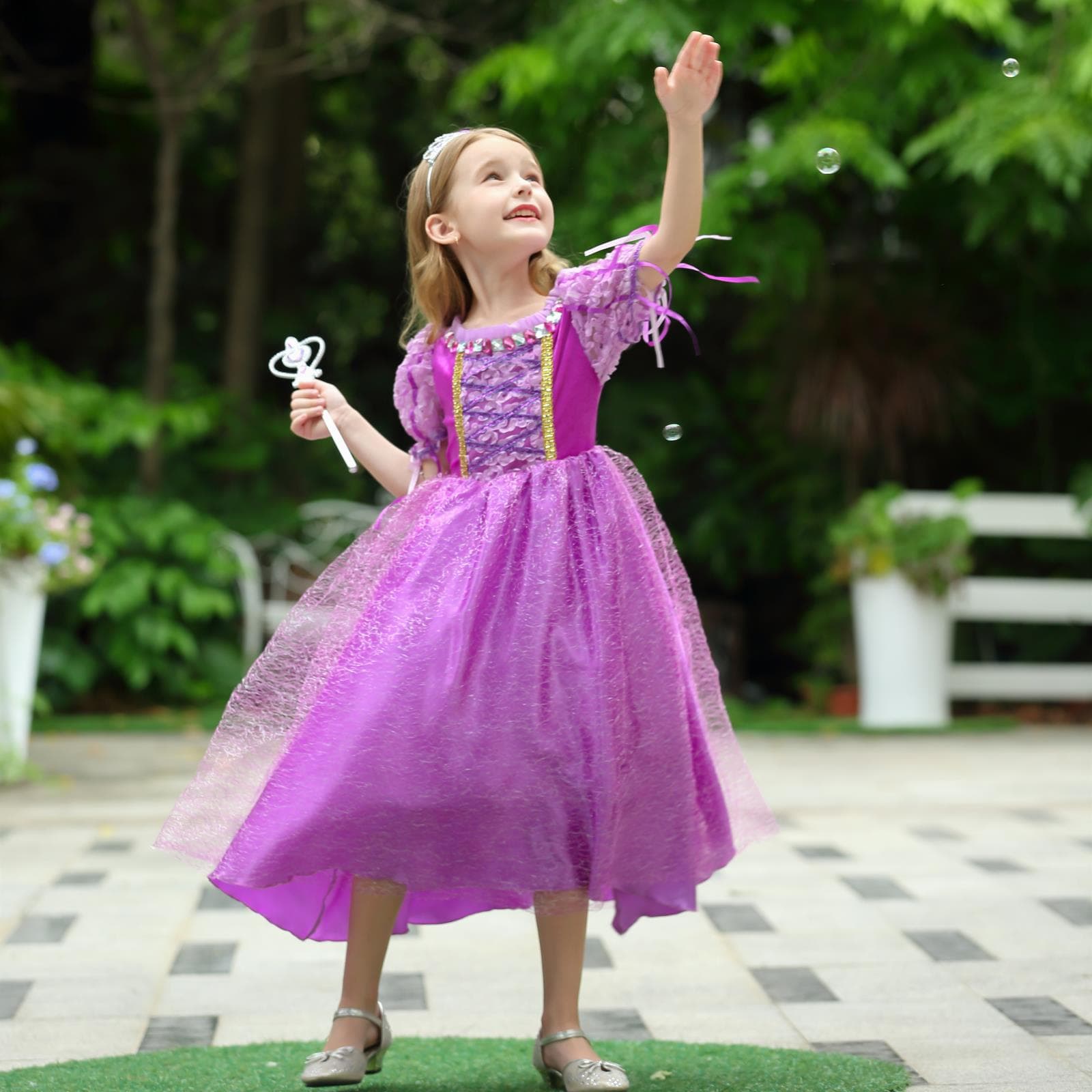 2024 Baby Stylish Dress Rapunzel Dress Short Sleeve Girl's June 1 Birthday Performance Dress Holiday Dress