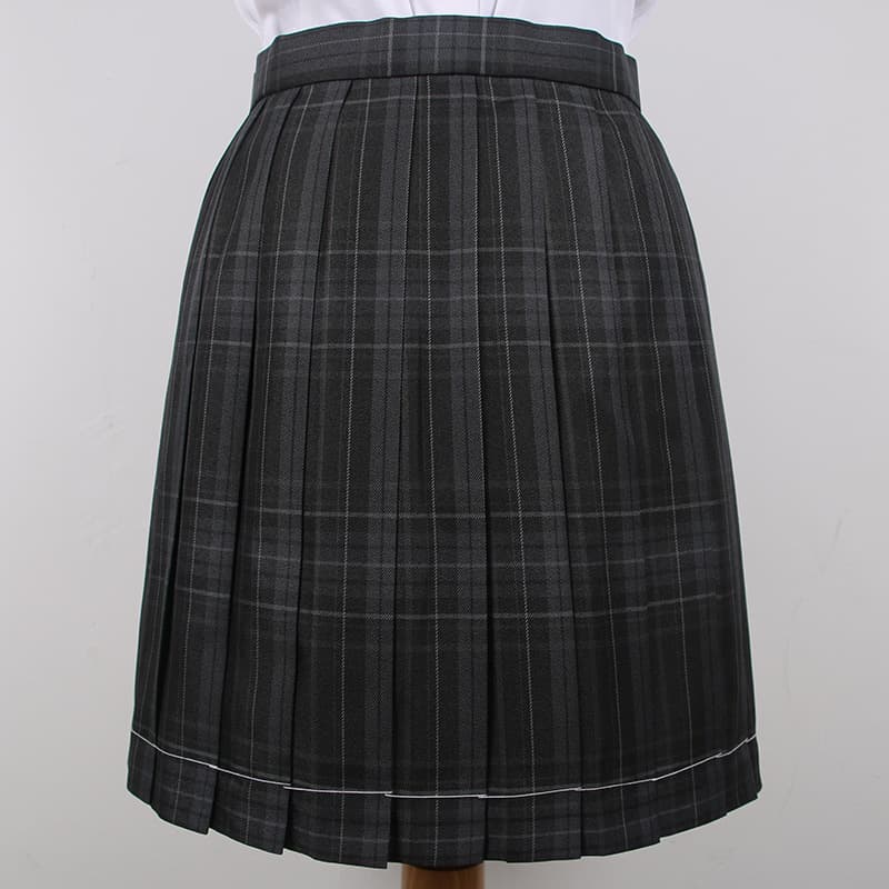 Japanese-style High-Waist Plaid Skirt in Carbon & Gray Check, JK Uniform Skirt, Pleated Skirt, School Uniform