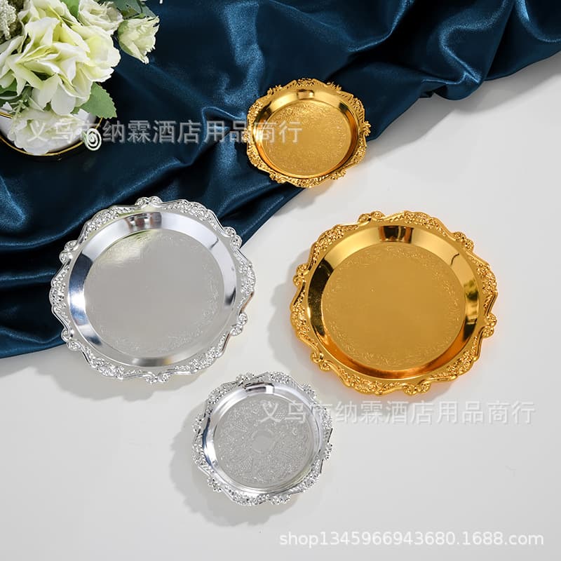 Luxury European Style Tray Fruit Plate Hotel Home Supplies KTV Fruit Plate Alloy Cake