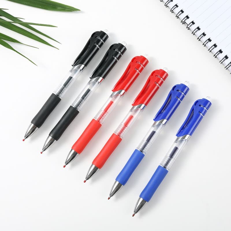 K35 Retractable Gel Pen 0.5mm Black Signature Pen Wholesale Bullet Tip Red Blue Spring Pen for Students