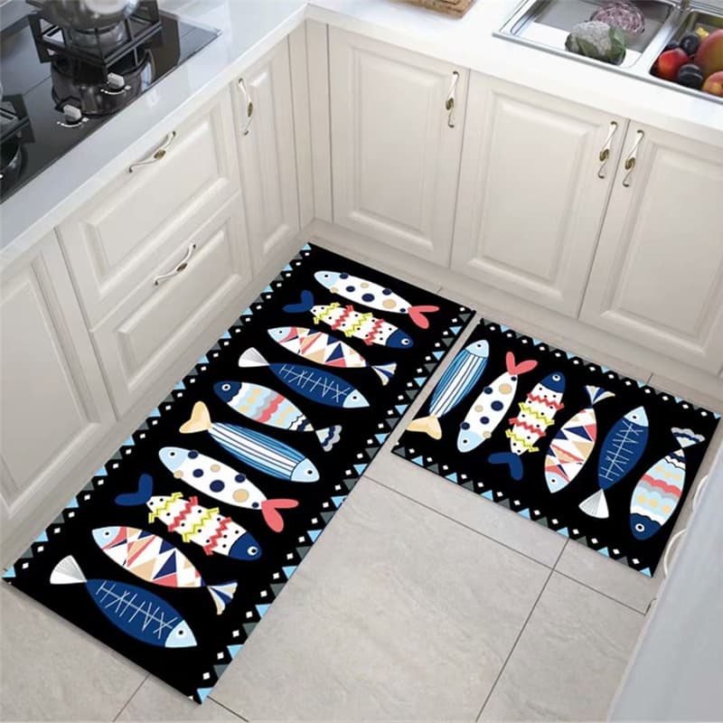 Manufacturer Wholesale Strip Carpet Kitchen Floor Mat Live Broadcast Mat Printed Cute Water-Absorbent and Oil-Proof Cartoon Kitchen Carpet