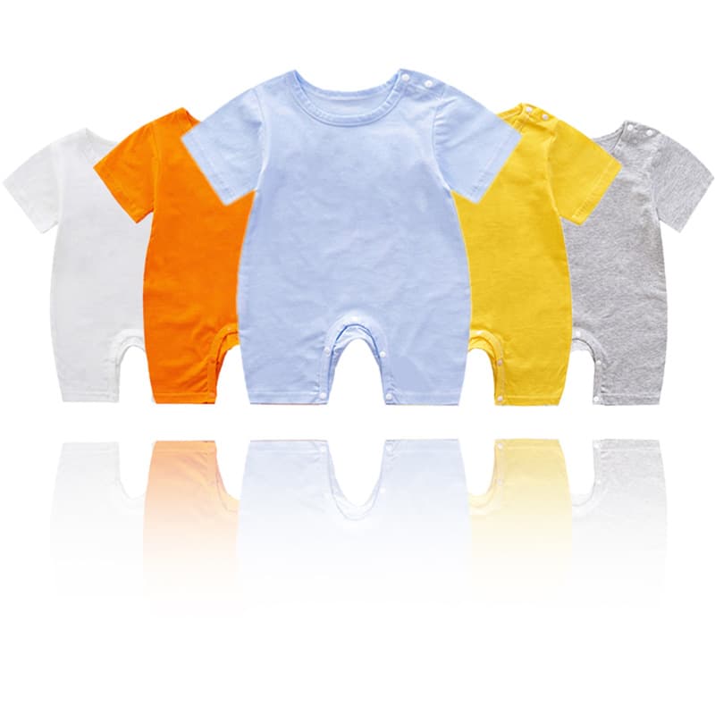 Baby Onesie Summer Newborn Short Sleeve Bodysuit Pure Cotton Thin Solid Color Romper for Kids
