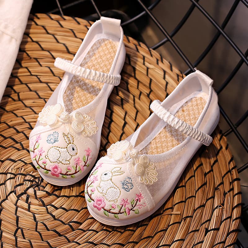 Ancient Style Hanfu Shoes Children Mesh Shoes Spring Summer New Horse Face Skirt Shoes Girls Embroidered Shoes Old Beijing Cloth Shoes