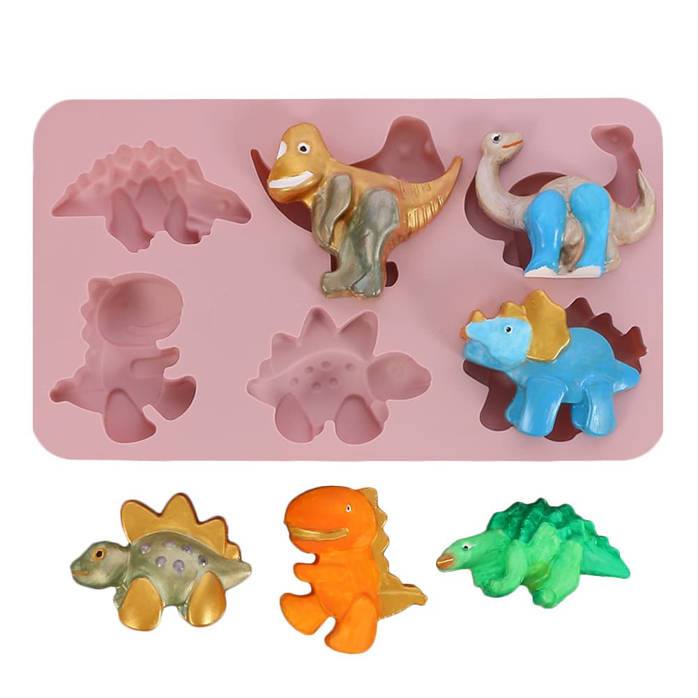 Sko Silicone 6-Pack Dinosaur Cake Mold with Different Shapes, Animal DIY Baking Tools, Handmade Soap Mold Offer