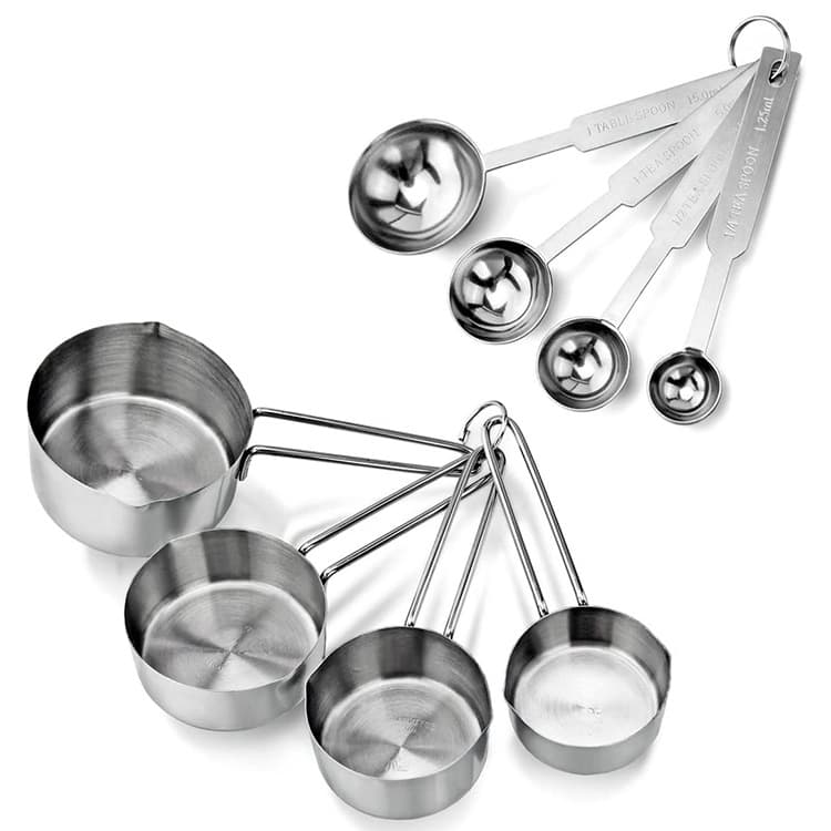 Factory Direct 430 Stainless Steel Measuring Spoon and Cup Set Cross-border Supply Household Wire Handle Measuring Spoon