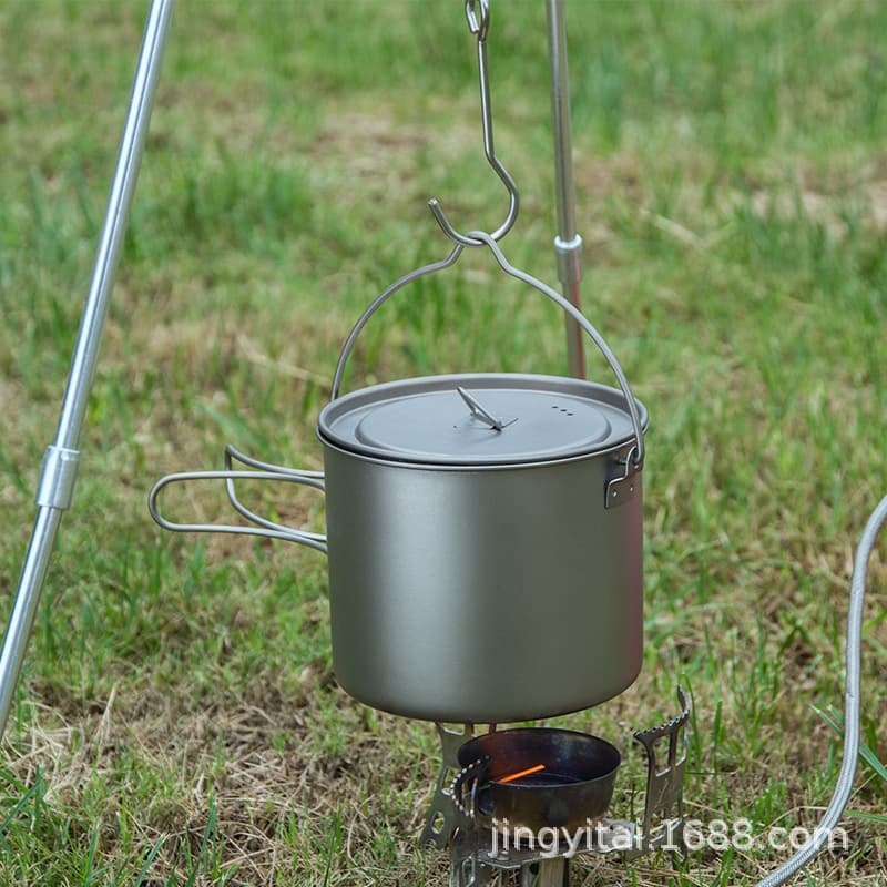 COMTAI Kangtai Outdoor Pure Titanium Combination Hanging Pot Large Capacity Camping Pot Foldable Portable Picnic