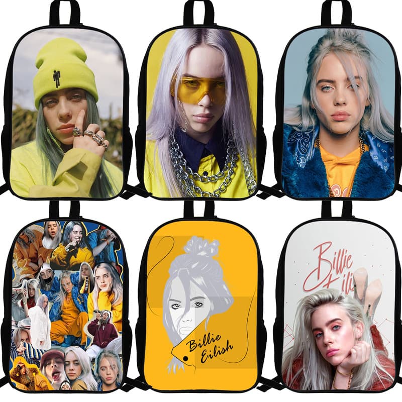Singer Billie Eilish 17-inch Backpack for Primary and Secondary School Students, Unisex, Drop Shipping