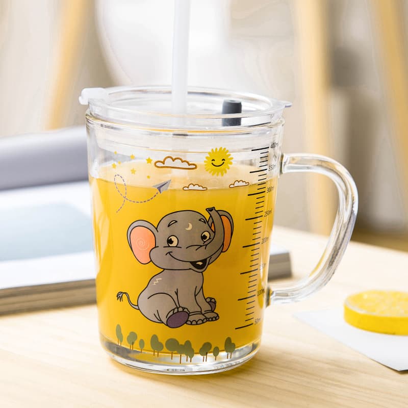 Trending 400ml Handle Measuring Cup Insulated Milk Cup Creative Straw Cup Coffee Cup Children's Home Cup