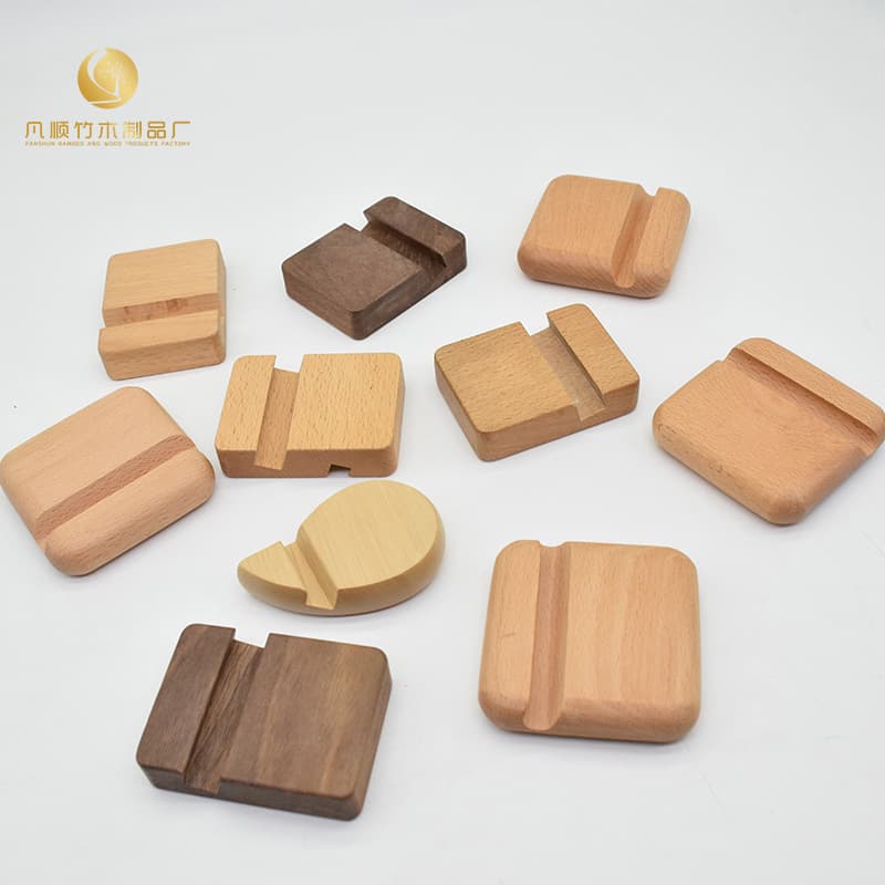 Solid Wood Phone Stand, Creative Desktop Beech and Walnut Wood Phone Holder, Laser Logo Engraving Gifts Wholesale