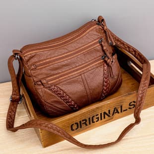 Women's Crossbody Bag Fashion Cross-Border New Ladies Bag Soft Leather Textured Large Capacity Middle-Aged Women's Shoulder Bag Trendy