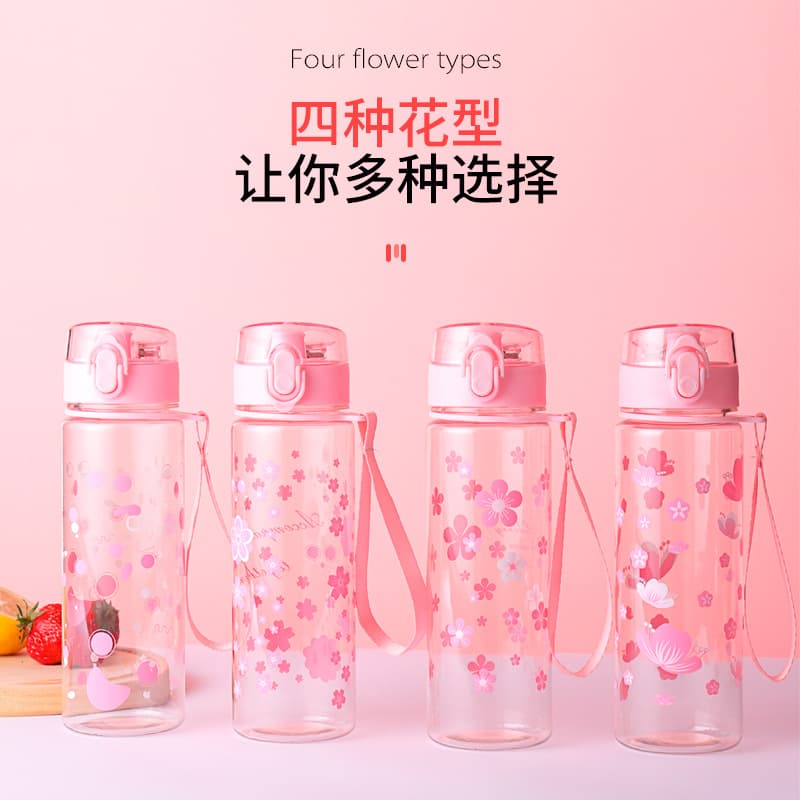 Plastic Frosted Portable Sports Water Bottle with Leak-Proof Seal and Flip Lid