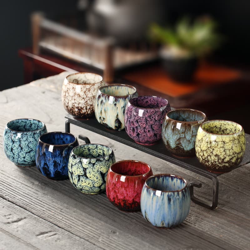 Yao Change Ceramic Tea Cup Gongfu Tea Set Single Cup Tenmoku Glaze Jian Zan Master Cup Tea Bowl Egg Shape Small Tea Bowl