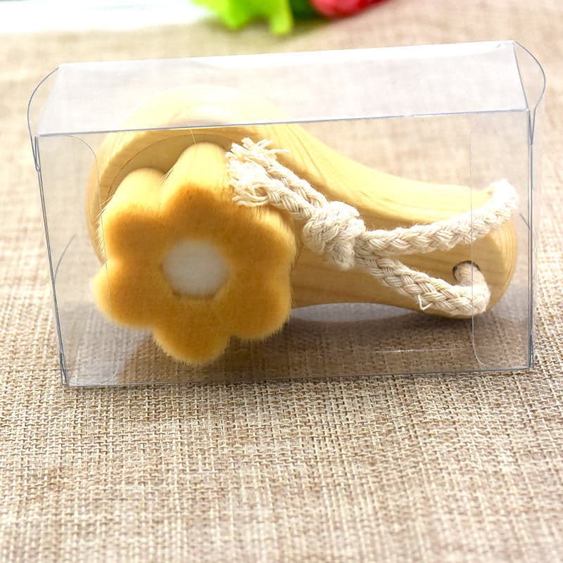 Factory Direct Sale Bamboo Pine Wood Paddle Petal Plum Blossom Concave Face Wash Brush Deep Cleansing Soft Bath Cleaning Brush