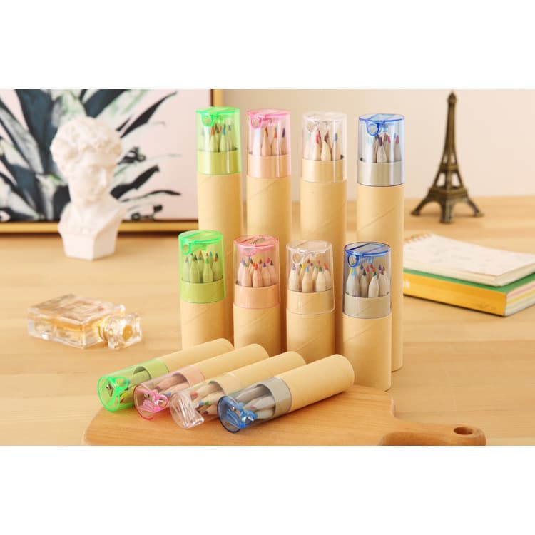 12-Color Natural Wood Colored Pencils for Student Drawing and Coloring, Children's Colored Pencil Art Supplies, Wholesale with Custom Logo Printing