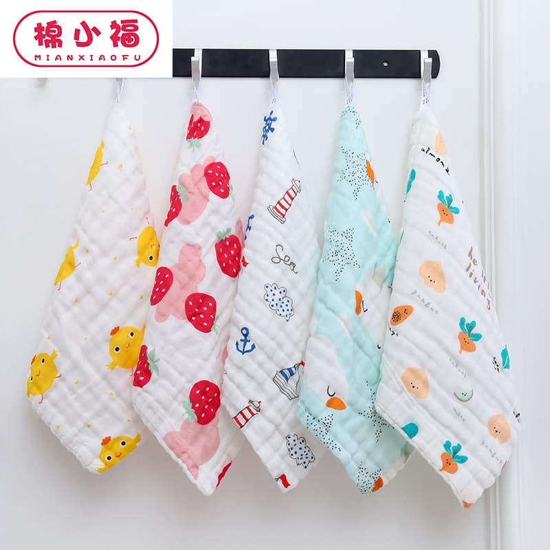 All-Cotton High-Density Pure Cotton Bubble Gauze Square Towel, Kindergarten Class A Baby Drool Bib, Infant Small Towel 6-Layer