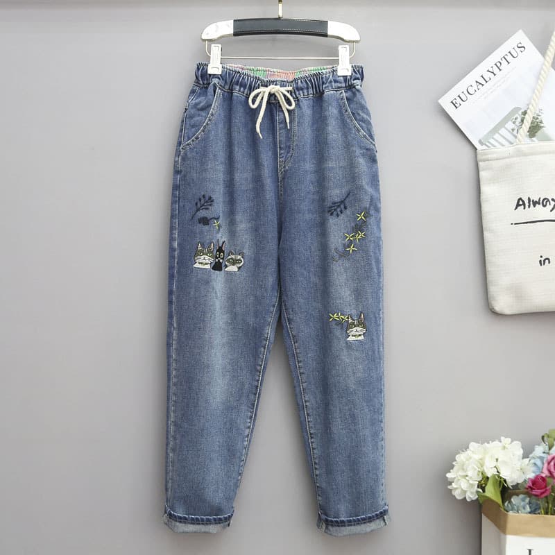 Plus Size Women's Loose Harem Pants, Nine-Tenths Length, High Waist, New Style for 200 lbs