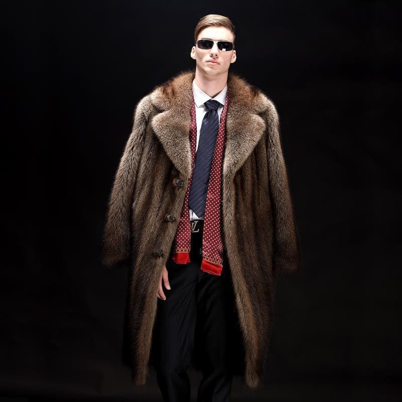 European and American Men's Mink Suit Coat 2026 New Winter Warm Fur Outerwear Thick Haining Fur Windbreaker