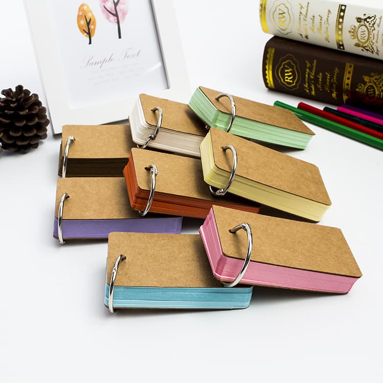 In-stock Multi-color Blank Paper Cards for Vocabulary, Reading Notes, and Hand-drawn Messages with Ring