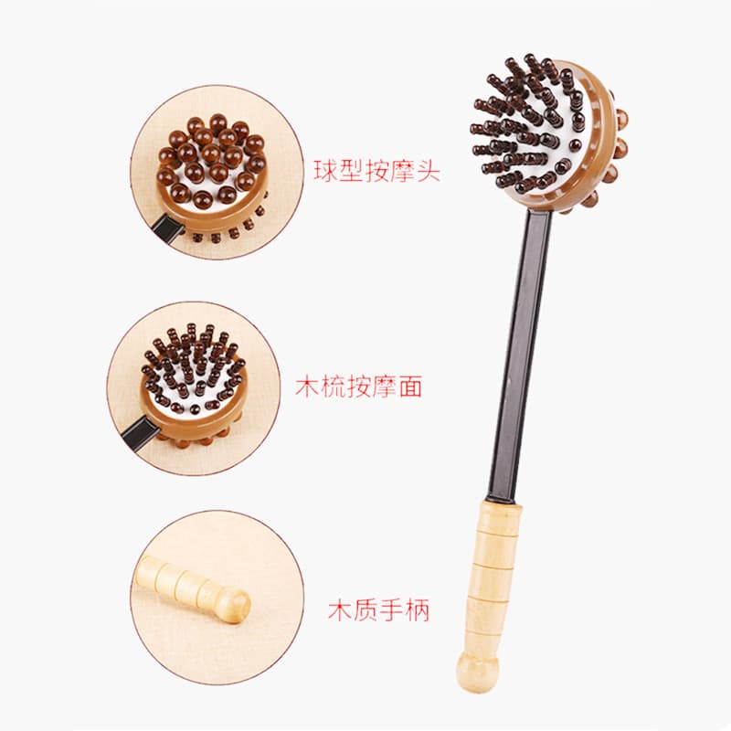 Cross-border Wooden Handheld Massage Hammer with Beads for Meridian and Back Tapping