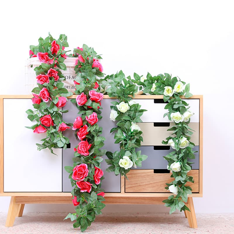 Artificial Rose Vine, Fake Flower Vine for Loft Air Conditioning Pipe Covering and Hanging Decoration, Wholesale Flower Vines