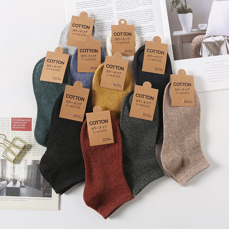 Men's Solid Color Cotton Boat Socks, Short Casual Socks, Anti-Slip Cotton Zhuji Socks Wholesale