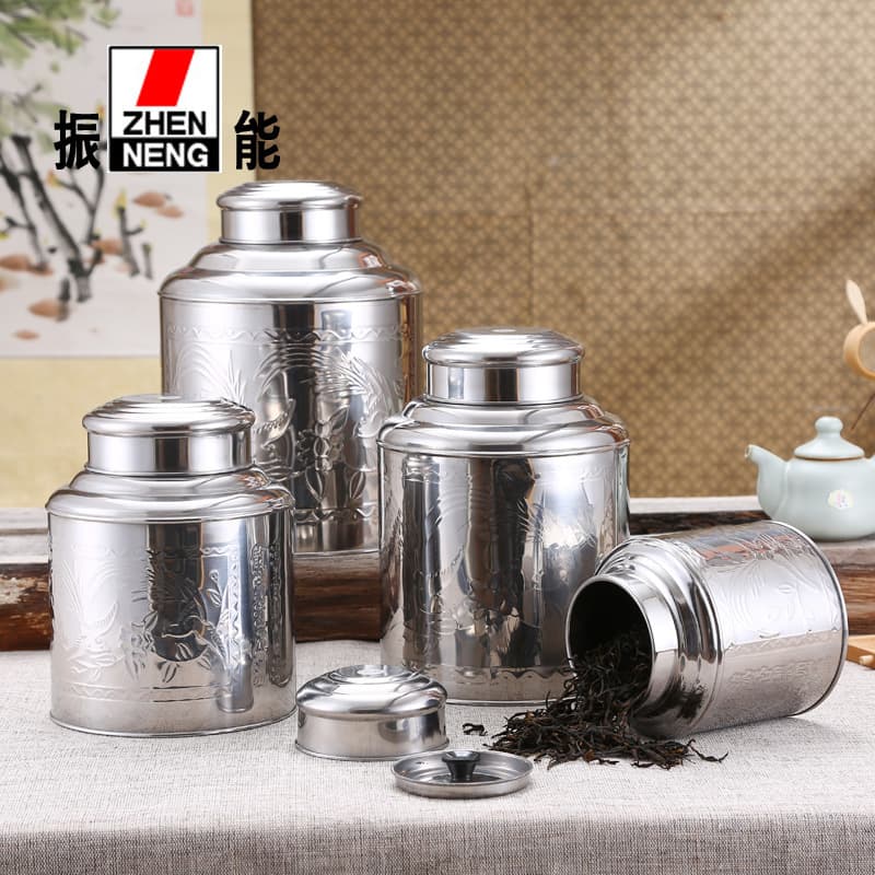 Genuine Zhenneng High-Quality Stainless Steel Tea Canister Portable Sealed Container Various Sizes Storage Jar Snack Container Freshness Preserver