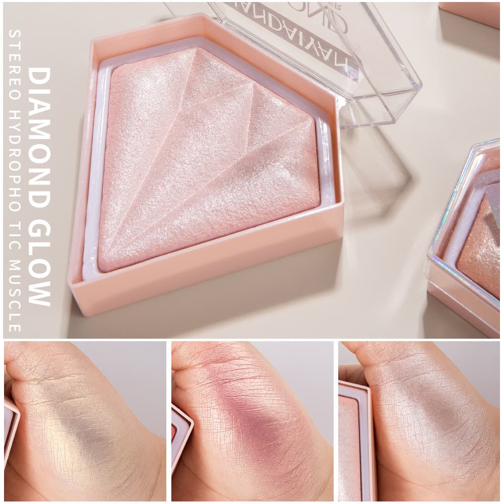HANDAIYAN Diamond Highlighter Powder Compact Contour Shimmer Nose Shadow Contouring Brightening Highlighter Cross-border Highlighter