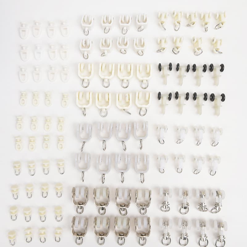 Curtain rollers, hanging rollers, straight tracks, curved tracks, I-beam tracks, guide wheels, curtain accessories, hooks, curtain accessories