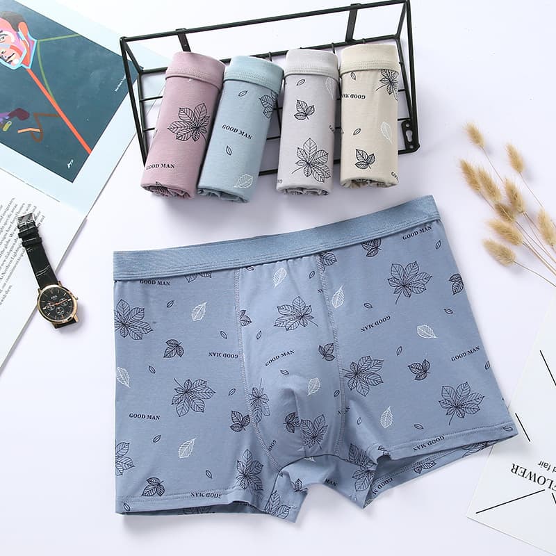 Origin and supply new mid-waist maple leaf men's underwear Pima cotton boxer briefs cotton breathable sweat-absorbent boxer briefs solid color