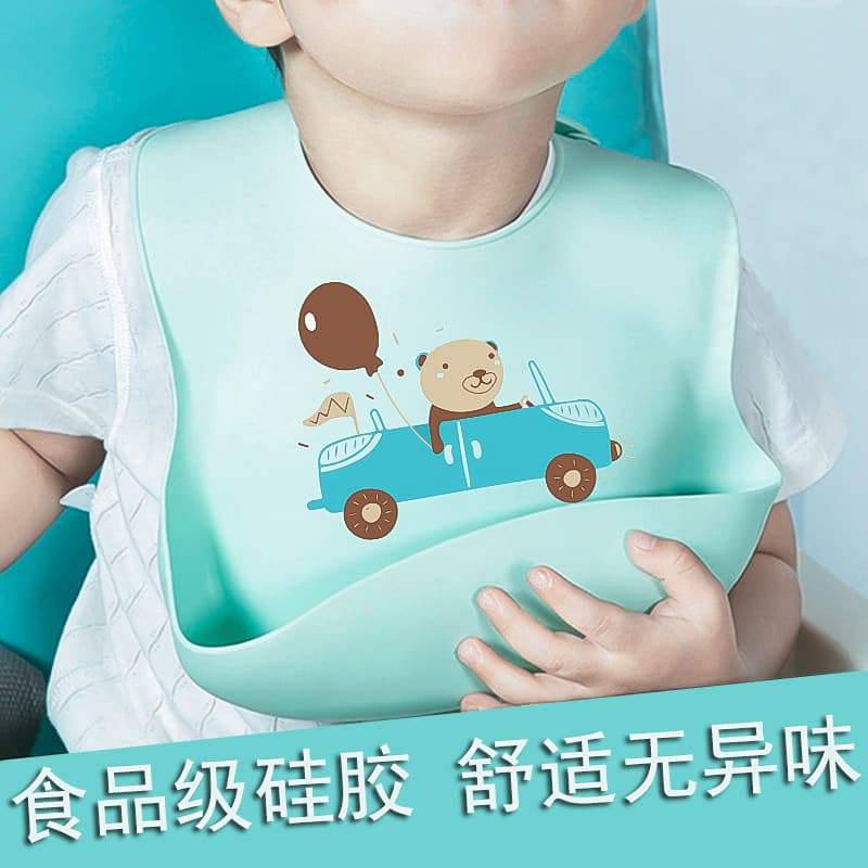 Easy to Clean Silicone Bibs for Babies Cartoon Waterproof Saliva Towels Children's Food Grade Silicone Drool Catchers Toddler