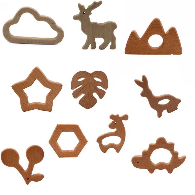 Children's Douyin Early Education Creative Parent-child Teething Toy Beech Cartoon Animal Teething Stick Baby Teething Glue