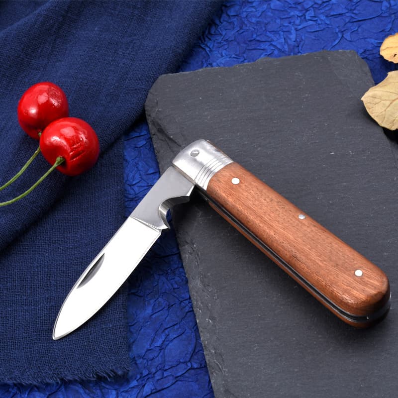Manufacturer Produces Yangjiang Knives, Outdoor Wooden Handle, Explosion-Proof Folding Knife, Wire Stripping Electrician Folding Knife