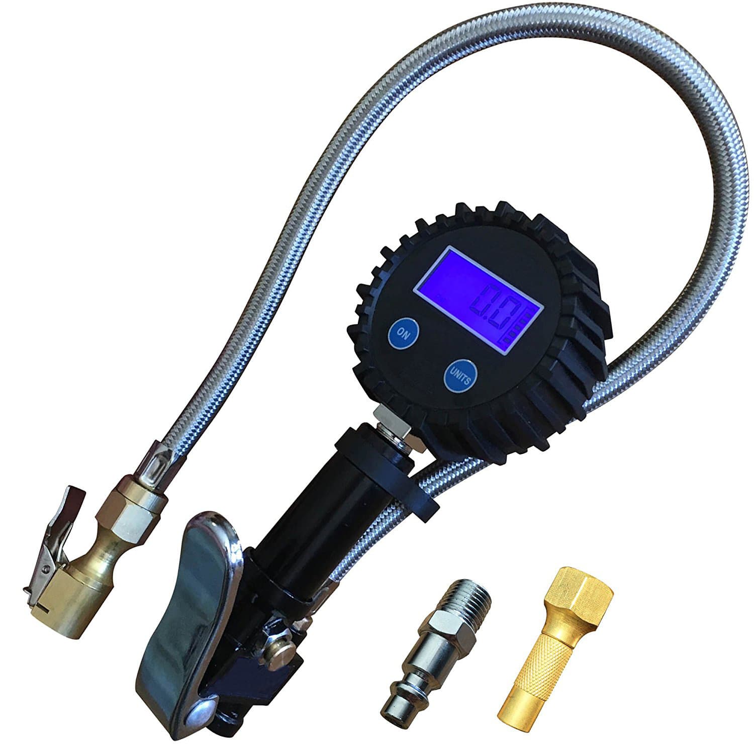 Manufacturer Supply Stainless Steel Tube Car Pressure Gauge Large Chuck Digital Tire Inflator Gauge Tire Pressure Gauge