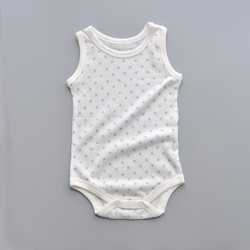 Baby Cotton Mesh Breathable Sweat-Absorbent Vest Romper Summer Triangle Romper Jumpsuit Outdoor Breathable Bodysuit