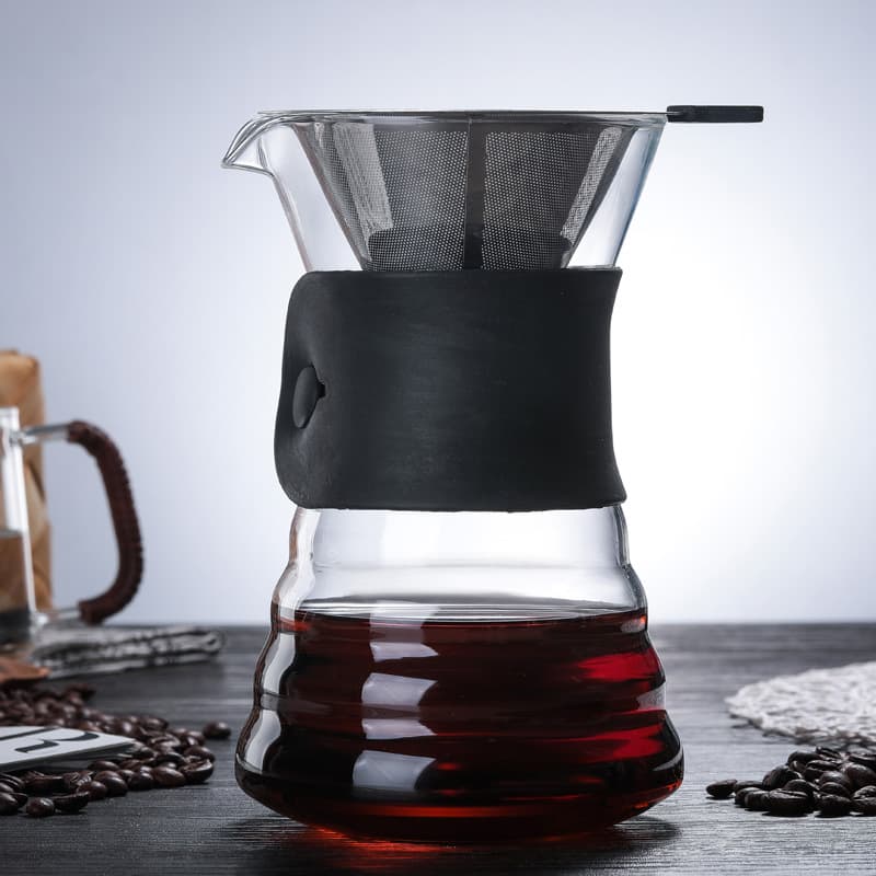Factory wholesale glass coffee pot, high borosilicate hand drip coffee pot, sharing pot, household high temperature resistant glass coffee pot