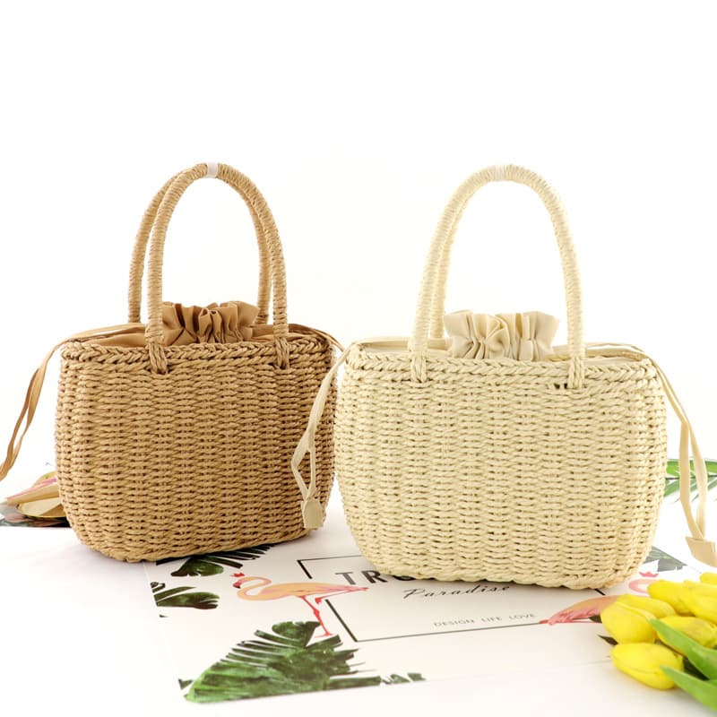 Factory price new paper rope handbag straw bag fashion casual woven bag beach bag women's bag one piece drop shipping