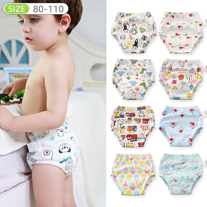 Baby Training Pants 6-Layer Gauze, Infant Learning Pants, Newborn Washable Leak-Proof Pants, Cotton Diaper with Belly Protection