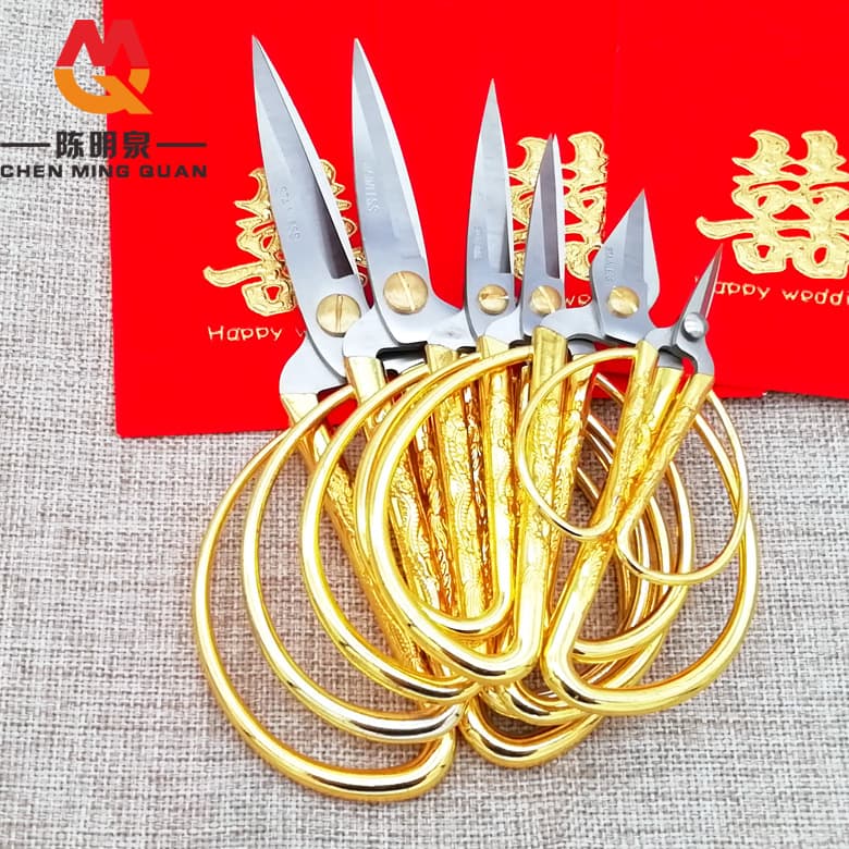 Factory Wholesale Stainless Steel Dragon-Phoenix Scissors, Household Scissors, Alloy Dragon-Phoenix Scissors, Gold Scissors, Wedding Ribbon-Cutting Scissors