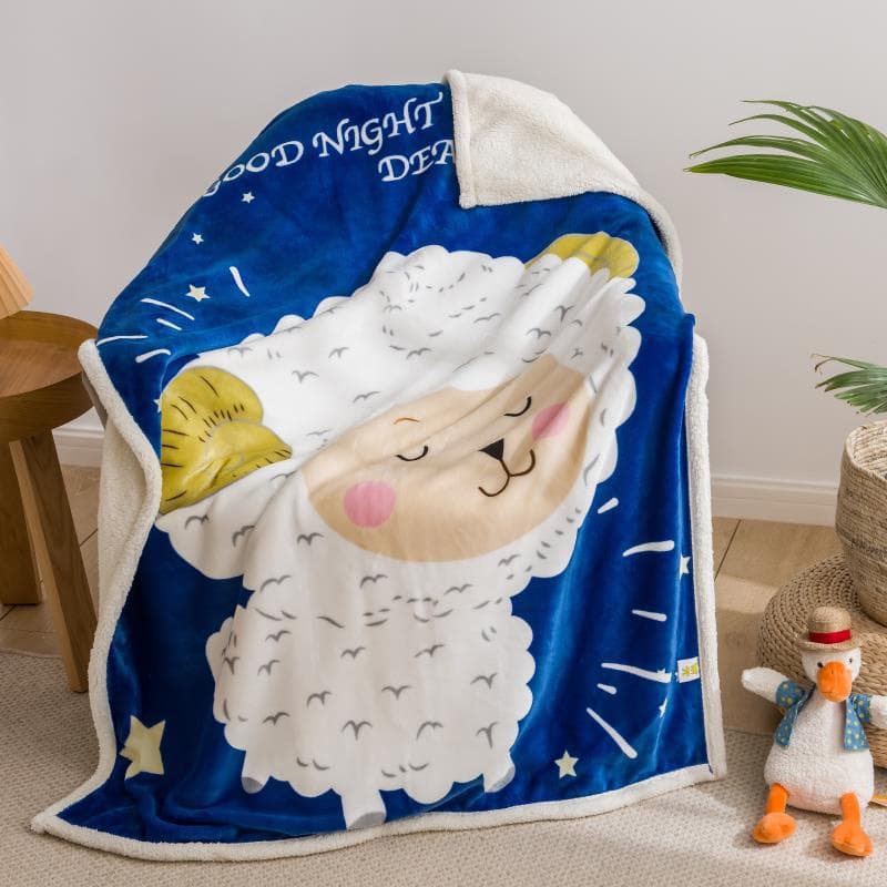 Factory Direct Sales Double-layer Blanket, Lamb Fleece Flannel Coral Fleece Child Blanket, Infant Children's Cartoon Blanket, Leisure Blanket