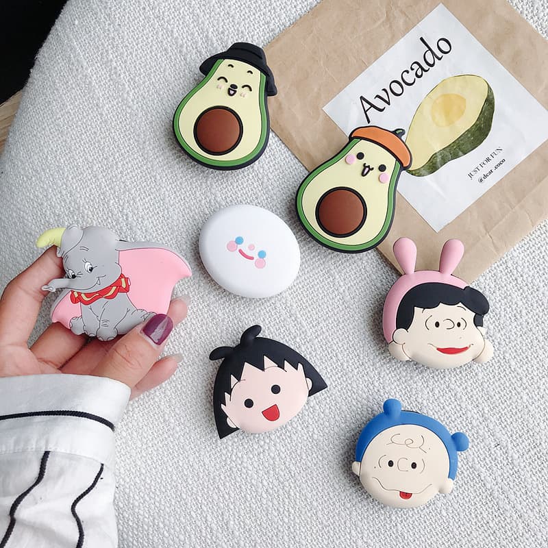 Cartoon silicone folding bracket lazy desktop bracket male and female couple non-air bag bracket silicone patch