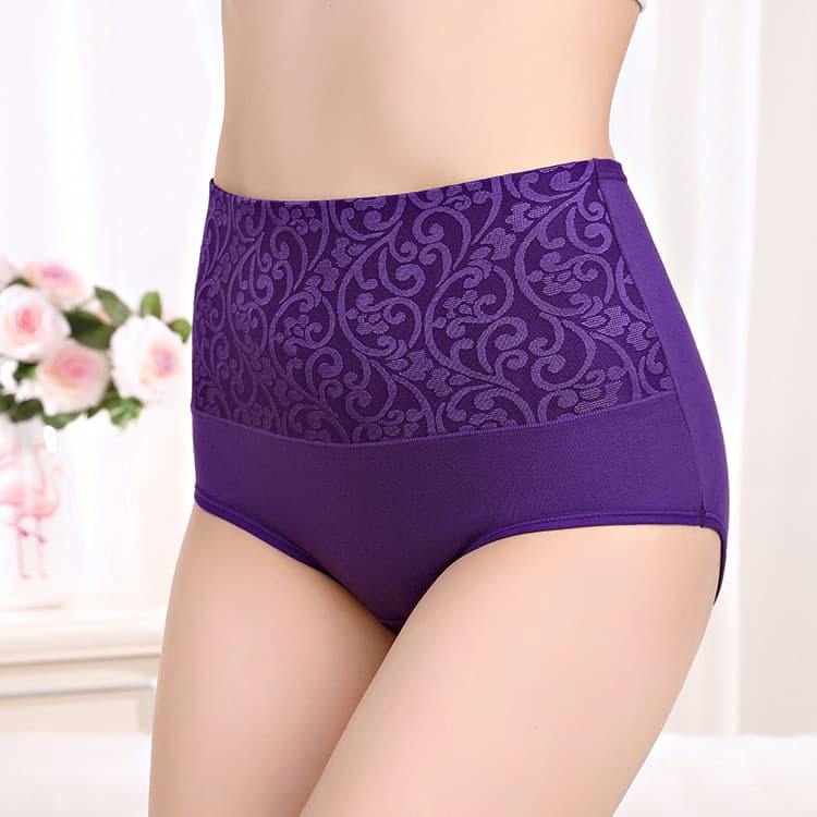 High-waisted women's underwear, all-cotton, plus size, tummy control, sexy briefs, wholesale 625