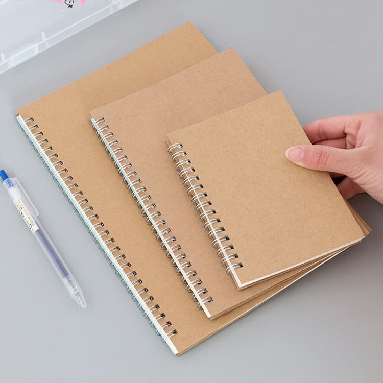 Ready Stock Wholesale A5/B5 Kraft Paper Spiral Notebooks Student Sketchbooks Loose-leaf Notepads with Printed Logo Promotion